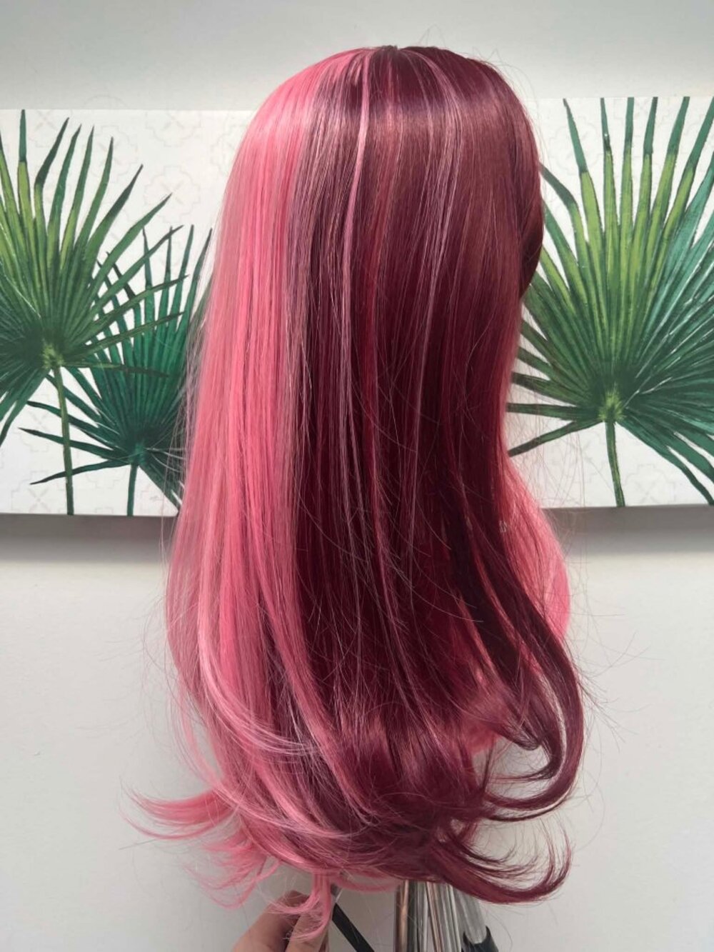 Split colour cosplay wig with bangs
